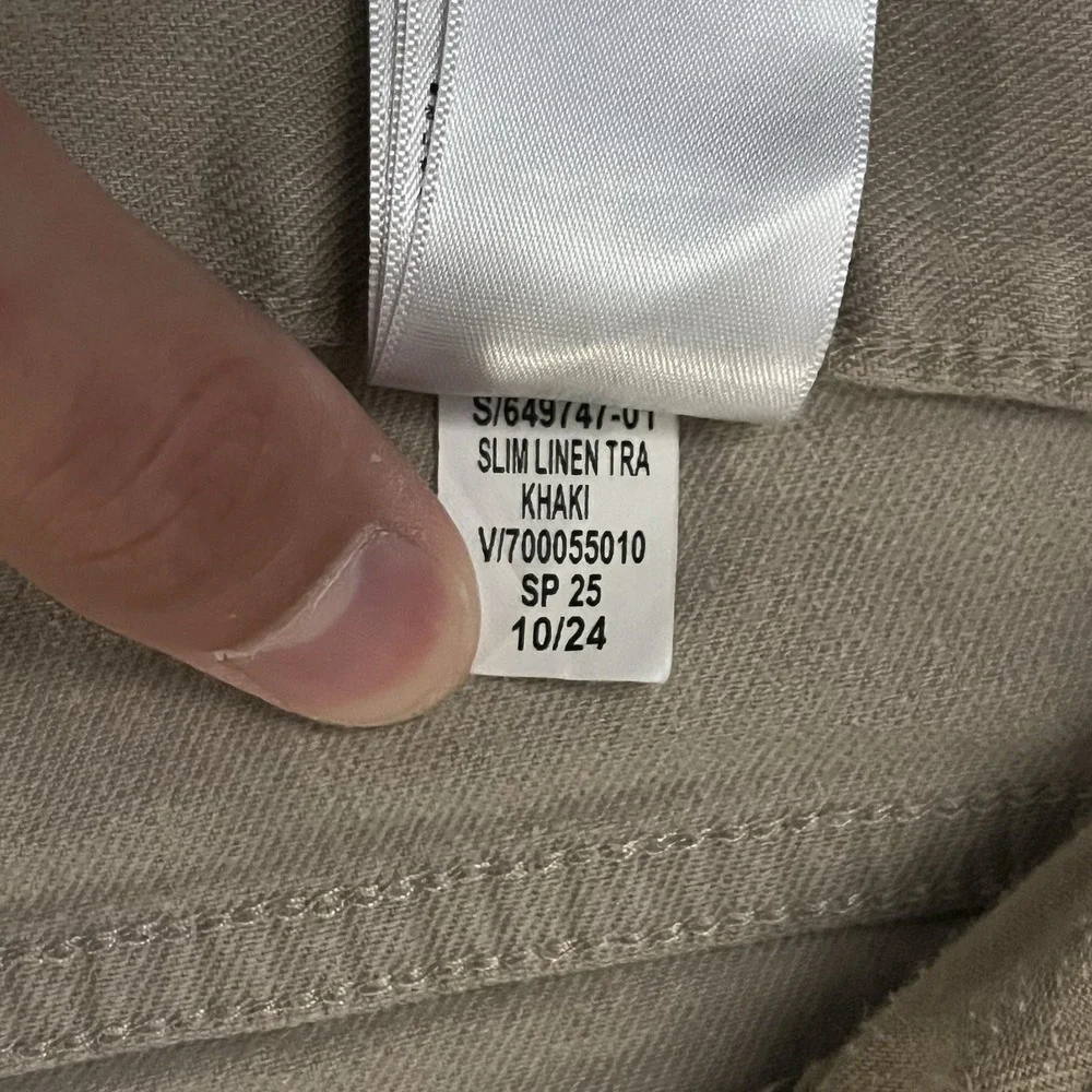 Banana Republic Pants Men 33x34 Khaki Linen Blend Slim Fit Tan Beige Preppy